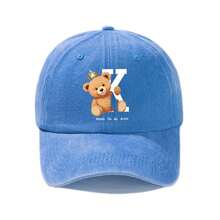 1顶女士棒球帽，可爱泰迪熊皇冠印花，饰有“BORN TO BE KING”字样，后部可调节搭扣，轻便舒适，是夏季海滩装扮的完美之选。 - KXiongYinhuaBCap - 查看 6