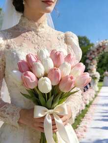 12 bông hoa tulip nhân tạo màu trắng/hồng, thích hợp làm quà tặng Ngày của Mẹ, trang trí bàn làm việc, đám cưới, tiệc tùng, bó hoa tự làm, trang trí nhà cửa, hoa nhựa, đồ trang trí, vòng hoa, bó hoa cưới, trang trí tựu trường, đồ dùng học tập, cây nhân tạo, hoa giả - Nhiều màu - Xem 3