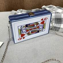 1pc Women's Evening Clutch Bag, Playing Card Pattern Handbag, Chain Shoulder Bag, Hard Box Shaped Bag, Card Shaped Wallet, Earphones, Phone, Lipstick, Ladies Shoulder Bag, Summer Handbag For Women - A - View 13
