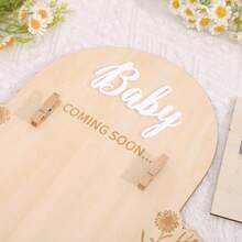 Pregnancy Announcement Sign With Photo Clip, Baby Coming Soon Wooden Ultrasound Picture Frame, Baby Reveal Announcement Board, Pregnancy Reveal Gift For New Parents, Nursery Decor - Multicolor - View 5