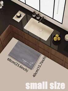 3.5mm Thick Absorbent Rubber Kitchen Mat, Modern Minimalist And Cozy Style With Cement Gray Base, Accented With White Handwritten "Happiness" Text And Minimalist Comet & Star Line Pattern, Customizable Size For Kitchen - Multicolor - View 19