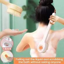 1 cái bàn chải tắm có thể nạp lại dung dịch, vòi xịt đẩy kéo, lông bàn chải nylon, cán dài, dụng cụ chà lưng, tẩy tế bào chết. - nhiều màu - Xem 5