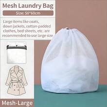 3 piezas/4 piezas/1 pieza Bolsa de lavandería con cordón, bolsa de malla gruesa, bolsa de lavado extra grande para sostenes y lencería - Blanco - Ver 11