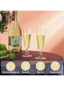 100/50/30/25/20/10 件套高品质可重复使用香槟酒杯，适用于各种聚会场合，如派对、婚礼、生日、情人节、母亲节等。（香槟酒杯、派对酒杯） - 查看 4