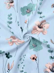 Women's Elegant Ditsy Floral Chiffon Dress & Jacket Two Pieces Set, Fashionable Outfit For Date, Holiday, Casual Wear Spring - 薄荷藍 - 查看 8