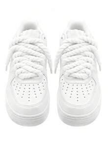 1pair Thick Rope Laces(120cm/47.24inch)Round Chunky Shoelaces Replacement Laces For Sneakers,Rope Shoe Laces,Shoe Accessories,Men And Women Shoelaces - 白色 - 查看 3