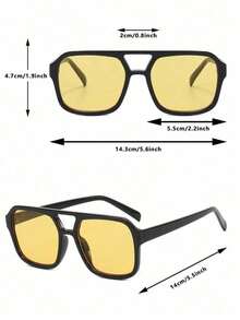 1pc Retro Square Plastic Decorative Fashion Glasses, Unisex Boho Beach Accessory, Women's Fashion Glasses, Women's Autumn/Winter Casual Daily Wear Accessory, Vintage Y2K Basic Business Casual Gift - Multicolor - View 4