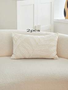 LCUHPCL 1/2 chiếc vỏ gối trang trí thêu lá 3D màu trắng, trang trí nhà cửa cho ghế sofa, xe hơi, trong nhà, phù hợp cho mọi mùa. - trắng - Xem 16