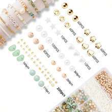 Bộ dụng cụ làm trang sức bằng đá vụn, khoảng 24 ngăn, 1300 mảnh, tự làm vòng tay, dây chuyền, phụ kiện trang sức, đá giả đá quý. - H - Xem 2