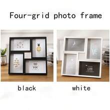 Khung ảnh kết hợp 6 inch, có thể để bàn hoặc treo tường, màu đen trắng, thiết kế không viền trang nhã với mặt kính. - Nhiều màu - Xem 3