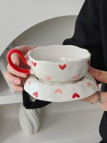 Cabin Kangaroo Bộ 1 tách sứ vẽ tay hình dâu tây, quà tặng sinh nhật cho nữ, quà tặng bạn gái/bạn thân, bộ tách cà phê và đĩa lót, cốc kiểu , tách trà chiều chất lượng cao, bộ tách và đĩa lót bằng sứ. - Nhiều màu - Xem 12