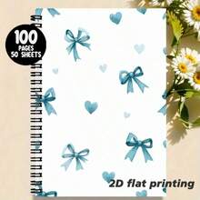 1 cuốn sổ tay xoắn lò xo cỡ A5 màu xanh dương tươi mát, họa tiết nơ và trái tim, thiết kế tối giản và thời trang, giấy mịn giúp viết thoải mái, phù hợp để ghi chép và lưu giữ thông tin hàng ngày, mang đến nét lãng mạn cho những giờ viết của bạn. - C - Xem 6