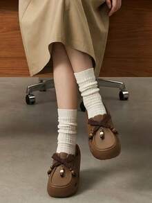 1 Pasang Sandal Selop Wanita Serbaguna, Sol Tebal EVA, Desain Anti Selip, Sandal Kasual Datar, Cocok untuk Musim Semi/Panas - Coffee Brown - View 7