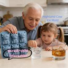 2 khay 6 ngăn hình bò cao nguyên, khuôn silicon làm sô cô la hình bò cao nguyên, khuôn bánh Phục Sinh, khuôn silicon làm bánh pudding hình bò cao nguyên tự làm cho bố mẹ và con cái. - Xem 3