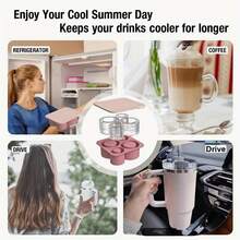 1 khay làm đá bằng silicon có nắp, phù hợp với cốc 20oz, 30oz, 40oz, có thể tái sử dụng, khuôn đá hình trụ 4 ngăn, phụ kiện cốc, tương thích với dòng sản phẩm Back To School. - Nhiều màu - Xem 7