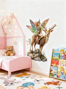 1pc Removable Wallpaper [Flowers, Birds, Deer] Decoration For Boys/Girls Room, Nursery, Living Room, Bedroom, Window - Cute Creative Wall Art Decor For Children - Multicolor - View 7