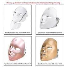 7-Color LED Face Mask, Neck Beauty Care, Odorless, Facial Skincare Tool, Red Light Mask, Suitable For Home And Salon Use, The Perfect Holiday Gift For Your Girlfriend And Mother. - 彩色 - 查看 6
