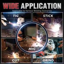 YESWELDER Large View Auto Darkening Welding Helmet,, 1/1/1/1 True Color Powered Hood With 4 Sensors, Wide Shade 3/5-9/9-13 TIG MIG CUT And GRIND - 鯊魚 - 查看 4