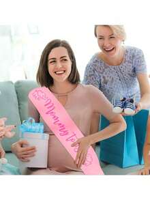 Elephant Theme Baby Shower Pregnant Sash "Soon To Be Mom" Sash And "Soon To Be Dad" Brooch For Gender Reveal Party, Baby Shower Gifts Decorations Pregnancy Props (Pink) - Multicolor - View 4