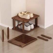 1pc Classic Bamboo Shoe Rack, Multi-Tier Floor Storage Shelf - Natural Wood Tone, Space-Saving, Easy Assembly, Suitable For Dorm, Hallway, Kitchen And Various Rooms - Fashionable Square Storage Rack - Multicolor - View 9