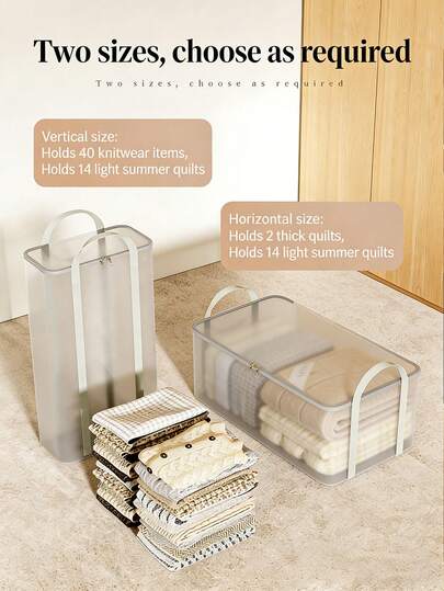 1pc,Translucent,Transparent Wardrobe Organizer Bag, Compression-Resistant Reinforced Handles Large Capacity, Seasonal/Moving Storage Solution, High Strength, Abrasion-Proof, Visible Classification