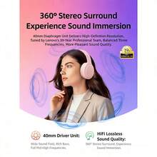 Lenovo Foldable Wireless Earbuds, Full-Ear Design, HiFi Bass, Long Battery Life, A Popular Holiday Gift, Compatible With Smartphones And Tablets, With Microphone, Low Latency. - View 3