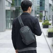 Túi đeo ngực đa năng mới dành cho nam, màu đen/xám, kiểu dáng tối giản cổ điển, chất liệu nylon, túi đeo vai thời trang thường ngày. - Nhiều màu - Xem 8
