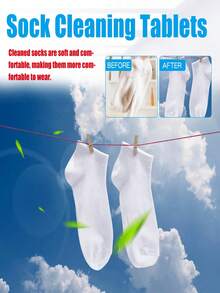 5g/Pc Powerful Sock Cleaning Effervescent Tablets, No Hand Washing Needed, Color-Preserving Care, Suitable For Sports/Cotton Socks, Mild Fresh Scent, Portable - Solid State - View 6