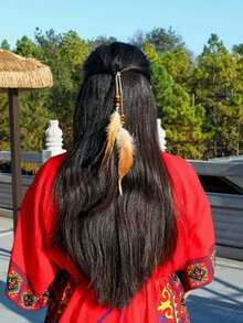 Clip para el cabello bohemio con borlas de plumas - Clip para el cabello de metal vintage con plumas de colores, adecuado para vacaciones en la playa y atuendos exóticos, accesorios de playa, bandas para el cabello de atuendos de verano - Agua verde azul - Ver 16