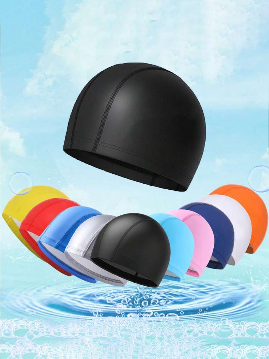2pcs Waterproof Silicone Swimming Cap, With Waterproof Silicone Layer, Fabric Swimming Cap, Suitable For Swimmers, Lightweight For Swimming Pool, Swimming Ring, Beach And Other Scenarios - A - View 1