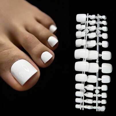 120pcs Pure White Short Fake Toenails, Press-On Toenail Supplier Nail Art Supplies