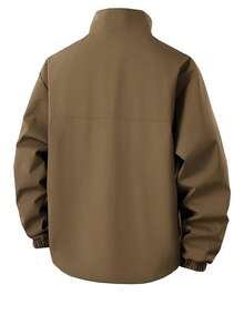 男士春季休闲翻领夹克 - 棕色 - 查看 5