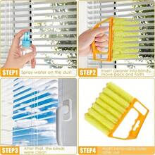 Bộ 2 chổi vệ sinh cửa sổ và rèm cửa tái sử dụng, có đầu chổi có thể giặt được - Dễ dàng vệ sinh rèm cửa, lỗ thông gió, cửa chớp và những không gian hẹp, có thể giặt máy, thích hợp cho nhà cửa, phòng tắm và nhà bếp. - A - Xem 4