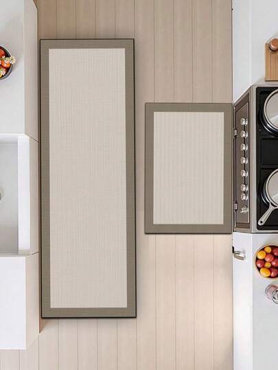 3,5 mm tjock absorberande gummimatta i kök, stor eller liten matta i modern minimalistisk och lyxig stil, havregrynsfärgad bas med tätt vitt ovalt mönster, kan trimmas för att passa köket, tillverkad av yttyg, svamplager i mitten, gummilager i botten, lämplig för kök, vardagsrum, sovrum, barnrum, musmatta, badrum, entré, utomhus, balkong, korridor och andra heminredningsutrymmen