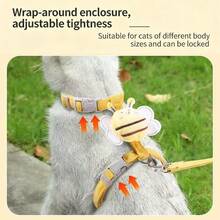 Little Bee 防逃脱猫咪胸背带牵引绳 – 可调节 H 型，猫咪热门遛狗套装 - 彩色 - 查看 3