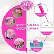 Chổi phủi bụi bằng sợi microfiber, chổi phủi bụi có thể kéo dài, cần nối dài điều chỉnh được (12-31,5 inch), thích hợp để lau trần nhà, quạt, đồ nội thất và sân hiên. Một vật dụng không thể thiếu cho cuộc sống gia đình và công cụ làm sạch sân hiên. - nhiều màu - Xem 5