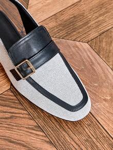 Giày cao gót nữ mũi tròn màu be bằng vải lanh, kiểu dáng slingback, gót vuông thấp thoải mái, thích hợp cho công sở, dự tiệc và các dịp lễ. - Màu be - Xem 4