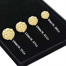 Gold Nugget Stud Earrings - 14k Gold Plated, Round, Rough Textured, For Women &Amp; Men - ColorA - View 4