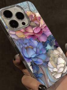 花卉彩绘优雅新款羽毛雪纺银色简约时尚手机壳，兼容 17/17 Pro Max、15、16/16 Pro、彩绘 15 Pro Max、P13、P14、P11 软壳、P12 防摔、XS、XR、7/8、7/8 Plus、S2、A14、A15、S23 Ultra、A50、A12、A32、A52、A72、A51、A21S、A13、A14、S22 Ultra、S23、A33、A53、S20 FE - 彩色 - 查看 5