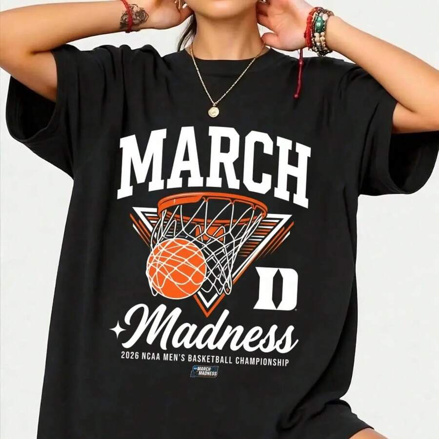 D Uke Basketball - 2026 March Madness Basketball - NCAAS T-Shirt, Du Ke Blue Devils Fan Gift, College Basketball Tournament Graphic Tee - màu đen - Xem 1