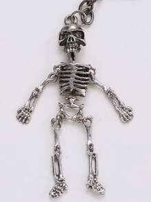 New Cartoon Halloween Skull Keychain, Fashionable Backpack Handbag Pendant, Halloween Accessory, Large Funny Skull Keychain - Grey - View 3