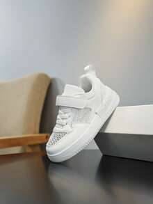 青少年白色运动鞋，休闲校园鞋，学生活动白色鞋，适合所有季节 - 白色 - 查看 2