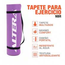 Altera NBR0518 Tapete de Ejercicio NBR 183 cm Antideslizante Confortable y Resistente Ideal para Yoga Pilates Estiramientos y Entrenamiento en Casa o Gimnasio - Morado - Ver 2