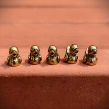 5pcs Solid Brass Mini Duck Figurines - Unique Handmade Collectibles For Office And Study Room Decor - 5Pcs - View 2