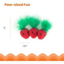 Catstages Strawbabies 3-Pack Catnip Toys Dental Crinkle Teething Toys Kittens And Indoor Cats, Interactive Pink - 草莓寶寶 + 均碼 - 查看 5