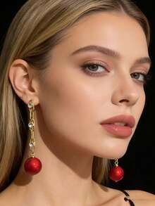 1对经典几何耳钉，时尚百搭 - 金色 - 查看 2