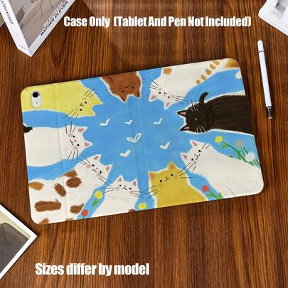 Book-Style Slim Tablet Protective Case With Pencil Slot, Built-In Pencil Holder, Lightweight And Snug Fit, With Viewing Stand. Suitable For IPad Mini 4/5/6, 9.7/10.2/10.5/10.9/11/12.9/13 Inch, Pro/Air 4/5/6/7, 10th/11th Gen, And Galaxy Tab A7Lite/A8/A9/A9Plus/S6Lite/S7/S8/S9/S10/S11/FE/Plus Series.