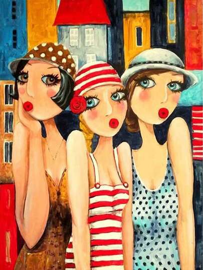 1件套DIY钻石画套装 - 美丽女子肖像，家居装饰，全钻，30*40厘米/40x50厘米