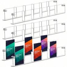 6 Pack Wall Mount Acrylic Brochure Holder Clear 6 Pockets Magazine Rack Literature Storage Display For Office Waiting Room Living Room - 6 - View 5