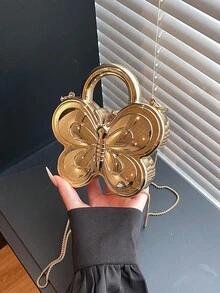 Túi xách mini hình bướm bằng acrylic mới, túi dự tiệc sang trọng thời trang có dây đeo xích, túi đeo vai và đeo chéo. - Vàng - Xem 8